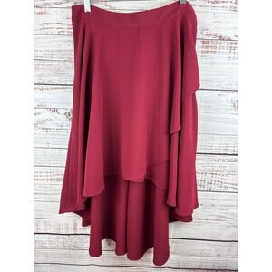 Womens Express Burgundy Red Faux Wrap Asymmetrical Flowy Layered Lined Skirt  8